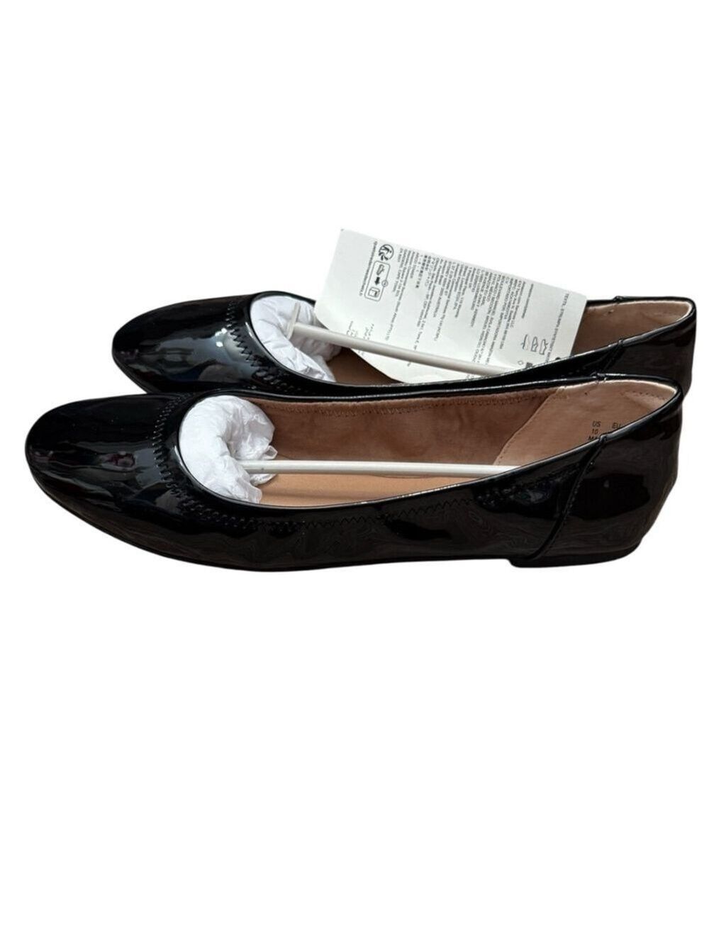 Amazon Essentials Black Patent Ballet Flats Size 10 - Picture 4 of 7